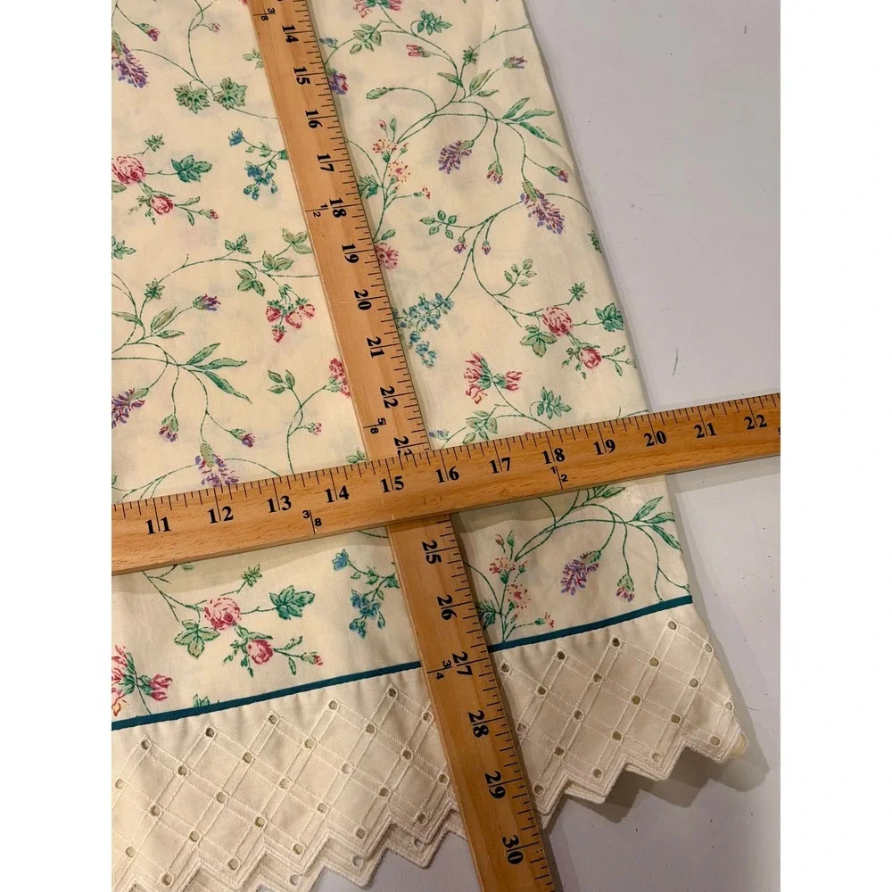 Vtg Lady Pepperell Single Floral Pillowcase‎ Eyelet Lace Trim Pink Purple Green